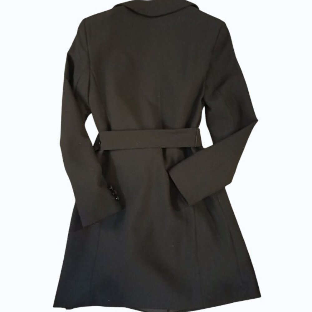 TOPSHOP Black Longline Dress Coat 2 - Picture 2 of 10
